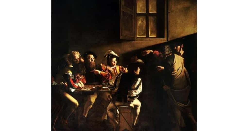 L'appel de saint Matthieu 1599-1600, San Luigi dei Francesi, Rome, ItalieL'appel de Saint Matthieu était une peinture révolutionnaire achevée au début du XVIIe siècle. Caravage maîtrise la technique de clair-obscur. Son style s'est finalement répandu dans d'autres parties de l'Europe, en particulier aux pays bas.